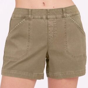 Spanx Olive Green Stretch Pull-on Twill Shorts